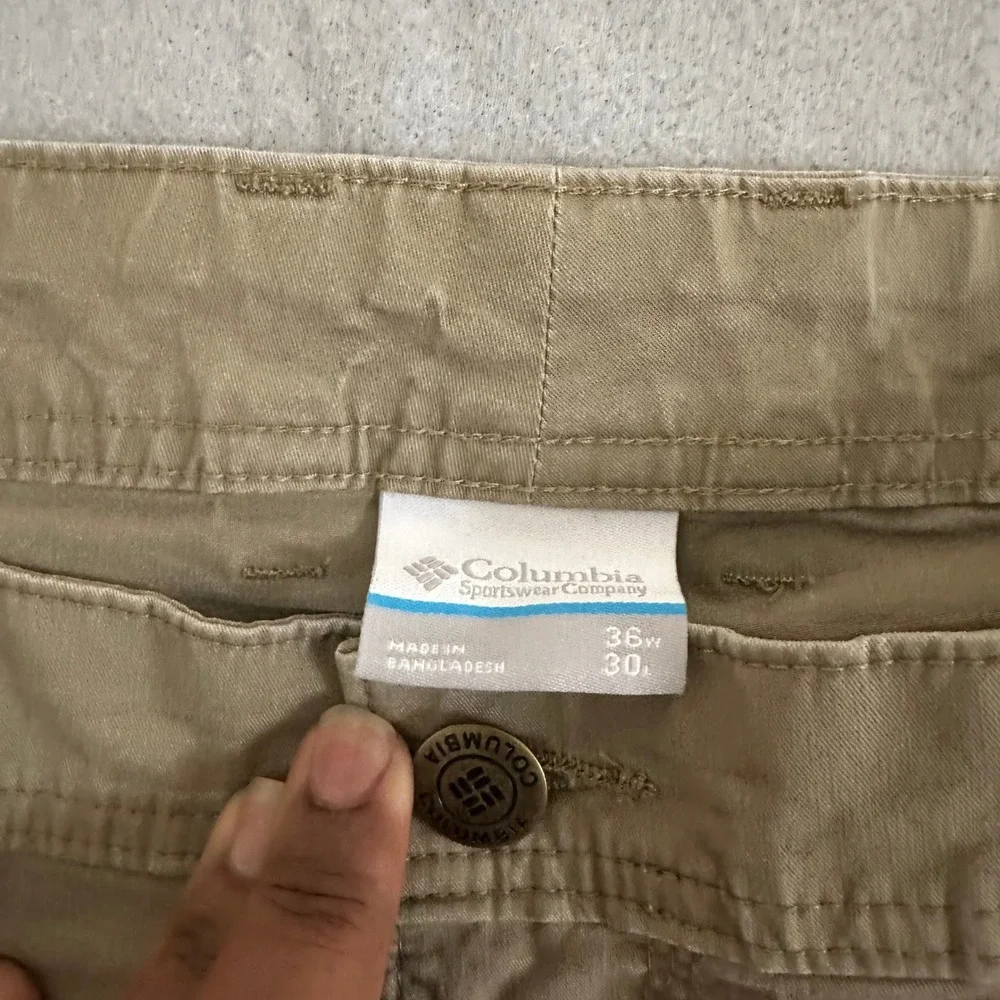 Columbia Mens 36x30 Khaki Tan Straight Leg 5 Pocket Casual Pants Outdoor Hiking